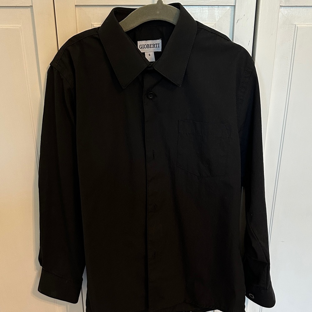 Boys Black Button-Up Shirt